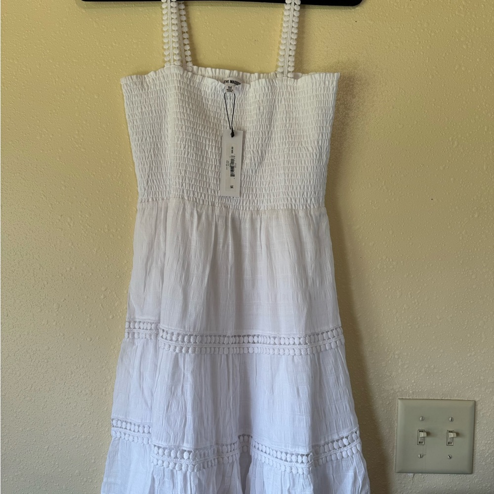 Steve Madden White Smocked Dress